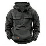 Hoodie Sweatshirt Half Zip with Pockets Solid Color Hoody outdoor equipment BushLine Gray XL