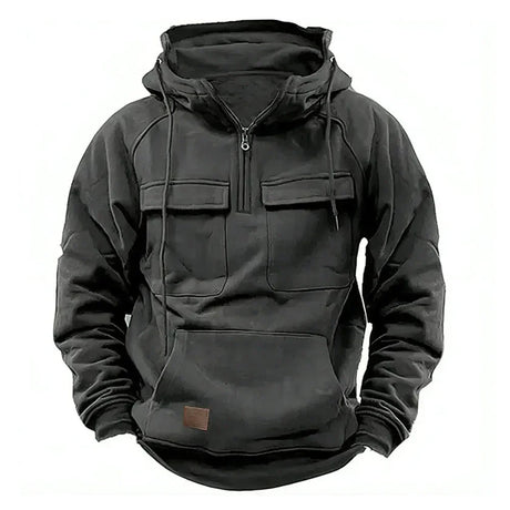 Hoodie Sweatshirt Half Zip with Pockets Solid Color Hoody outdoor equipment BushLine Gray XL