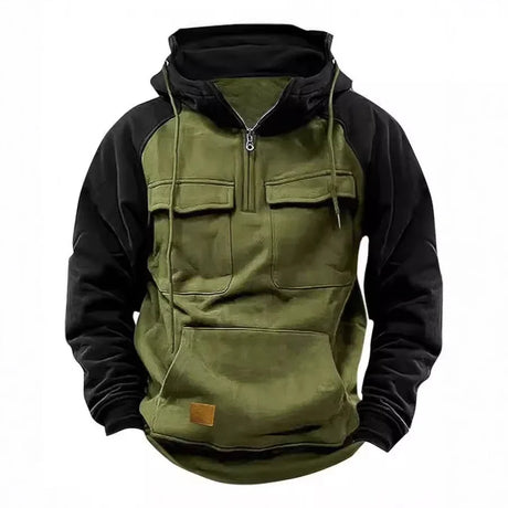 Hoodie Sweatshirt with Half Zip Workwear Multiple Pockets outdoor equipment  BushLine