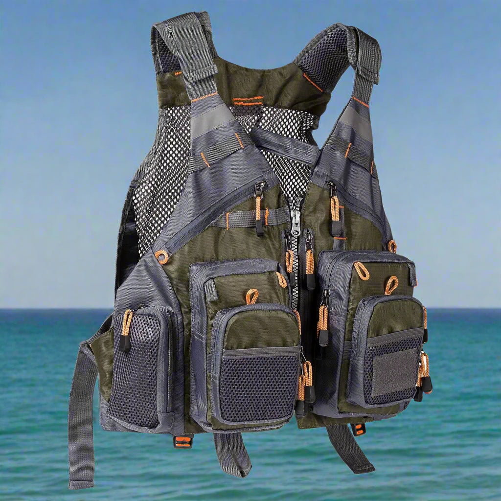 Bassdash Breathable Fishing Vest Jacket Marine & Fishing BushLine Green