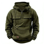 Hoodie Sweatshirt Half Zip with Pockets Solid Color Hoody outdoor equipment BushLine Green M