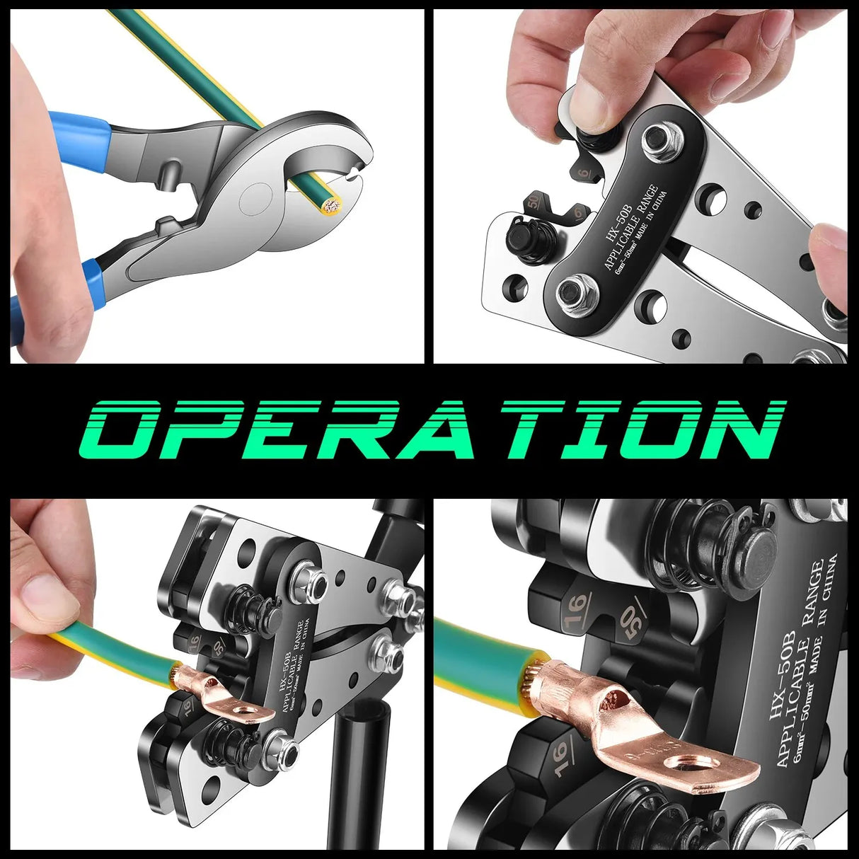 6-50mm Cable Lug Crimping Tool Terminal Crimper electrical supplys  BushLine