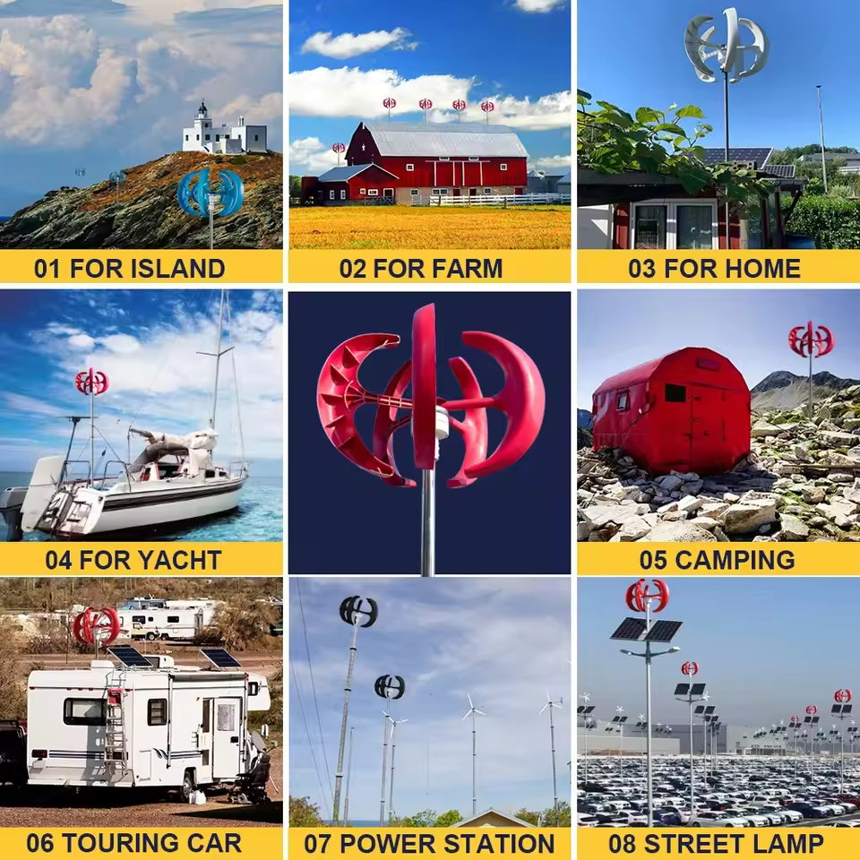 SR-1000W, 2kW, 3kW Wind Turbines 12V 24V 48V Permanent Magnet Wind Power Vertical  BushLine