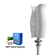Hybrid Control option: the turbine on a white background with a blue MPPT hybrid controller and green dump-load resistor