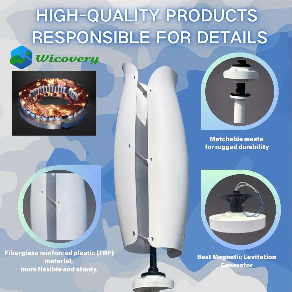 ST-2000 2Kw Vertical Axis Tulip Wind Turbine 12V 24V 48V Wind Power  BushLine