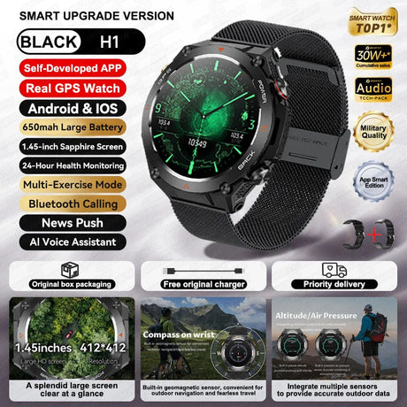 GPS Bluetooth GPS Smart Sports Watch 650mAh Battery