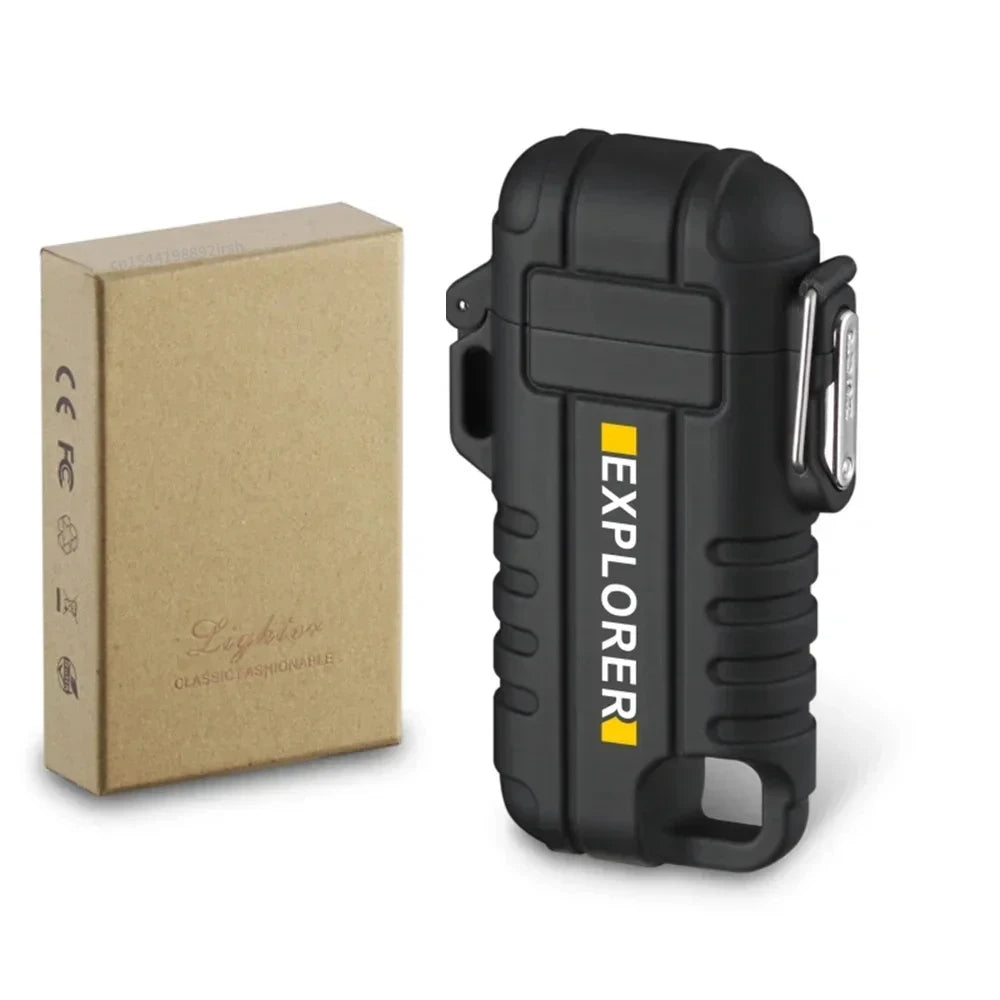 F37 Arc Plasma Waterproof Double Arc Lighter USB Rechargeable electrical supplys BushLine F37-Black With Box