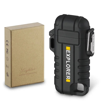 F37 Arc Plasma Waterproof Double Arc Lighter USB Rechargeable electrical supplys BushLine F37-Black With Box