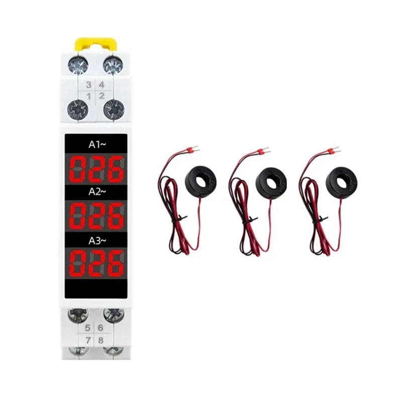 Din Rail Mount 3 Phase Ampere Meter Current Meter Indicator LED electrical supplys BushLine Default Title