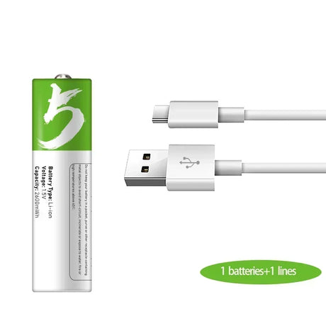 5AA USB 1.5v 2600mAh battery lithium battery rechargeable Rechargeable Batteries BushLine 1pcs  