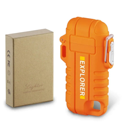 F37 Arc Plasma Waterproof Double Arc Lighter USB Rechargeable electrical supplys BushLine F37-Orange With Box