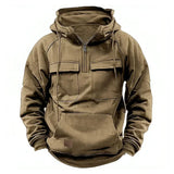 Hoodie Sweatshirt Half Zip with Pockets Solid Color Hoody outdoor equipment BushLine Khaki XL