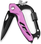 Multi-Tool Carabiner - Camping EDC Clip Multi-tools BushLine pink