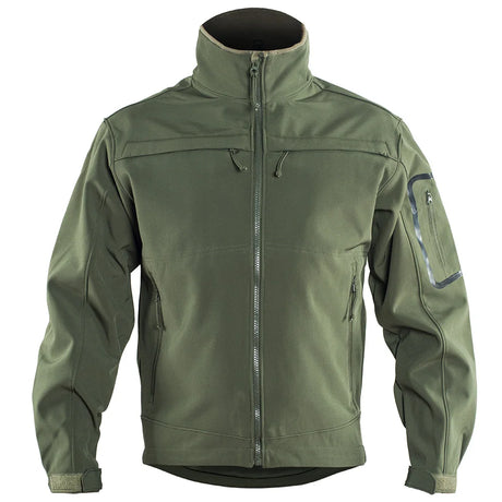 Tactical Fleece Jacket Waterproof Softshell Windbreaker Jackets BushLine OD XXL(90-100KG) 
