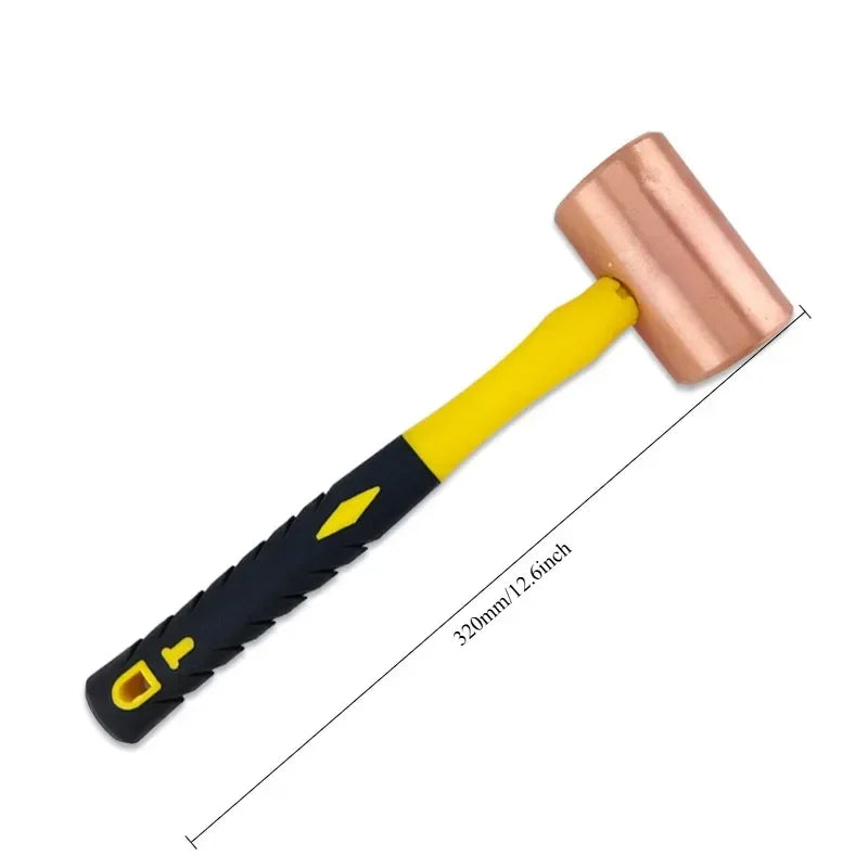 Pure Copper Hammer Cylindrical No Spark Rubber Handle Anti-slip tools BushLine 2P