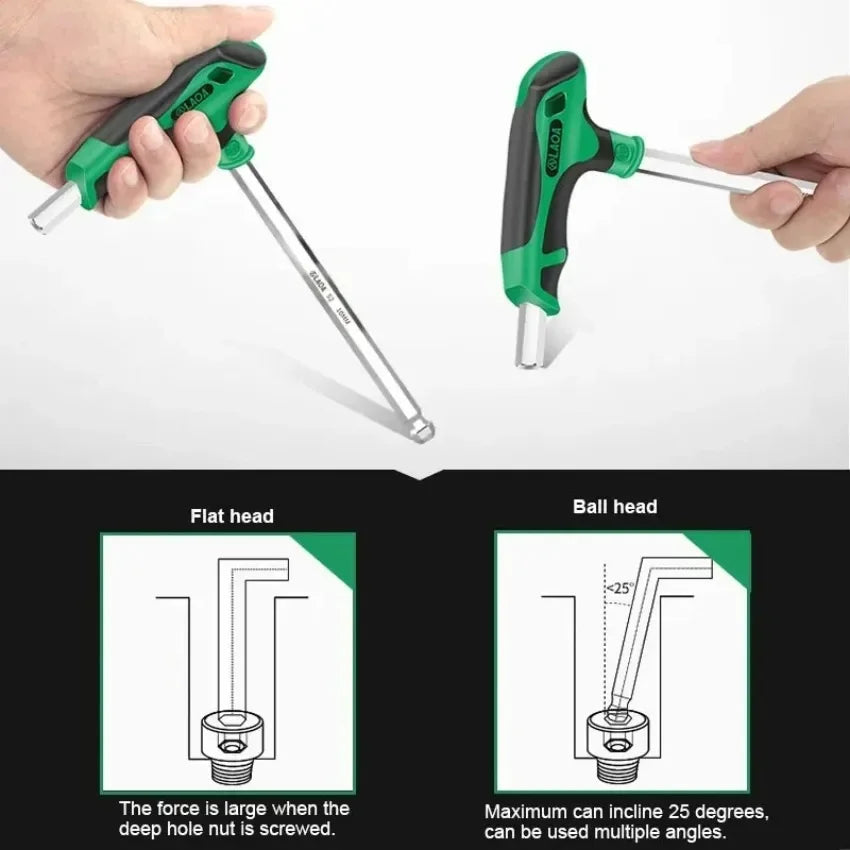 LAOA T-shaped Flat Head Hexagon Screwdriver Wrench tools  BushLine