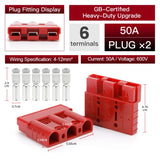2pcs Anderson Plug 3Pin 50A 75A 175A Quick Connect Kit electrical supplys BushLine 2pcs 50A Red 3P