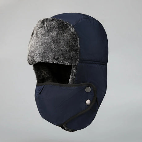 Winter Warm & Windproof Mask Pilot Hat Wool Beany Thermal & Wool Beanies BushLine Blue  