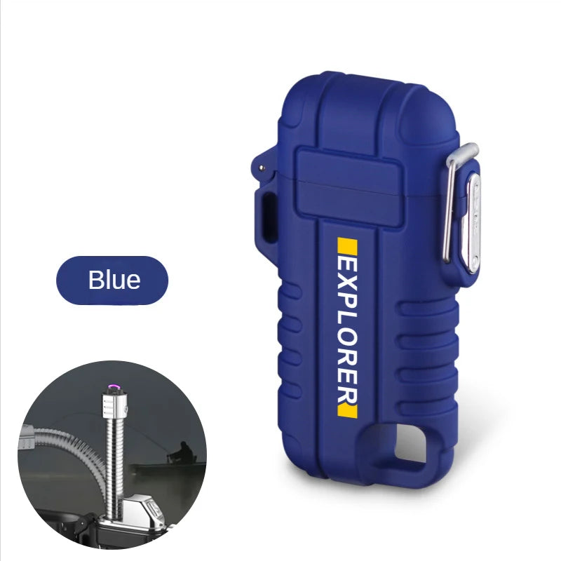 F37 Arc Plasma Waterproof Double Arc Lighter USB Rechargeable electrical supplys BushLine F37-blue