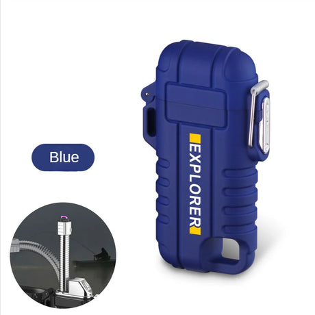 F37 Arc Plasma Waterproof Double Arc Lighter USB Rechargeable electrical supplys BushLine F37-blue