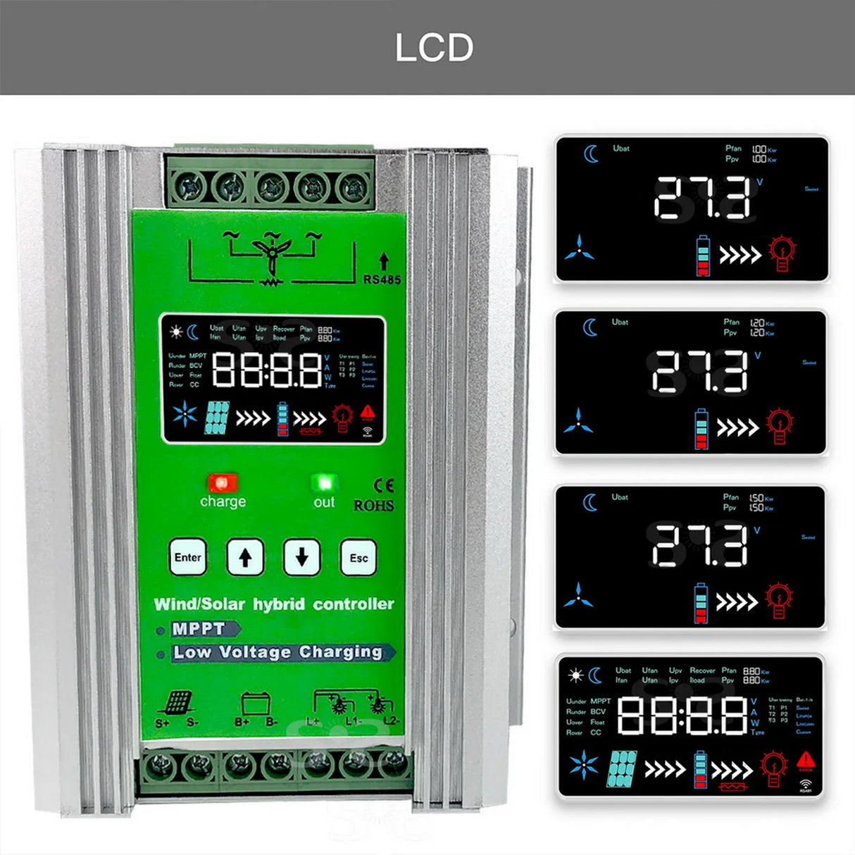 1Kw 2Kw 3Kw Wi-Fi Wind Solar Hybrid Controller MPPT Lifepo4 Wind Power  BushLine