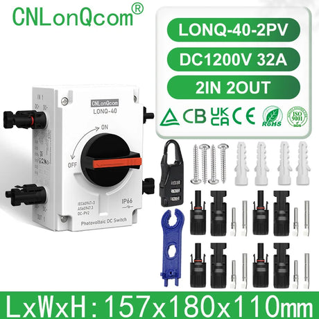 PV Solar Photovaltaic Disconnect Switch Isolator electrical supplys BushLine 2PV with Connectors