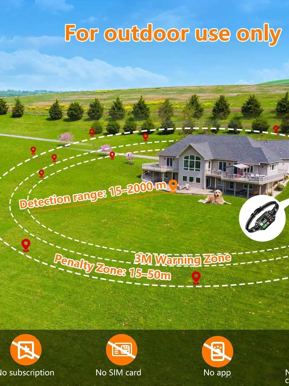 GPS Collar Wireless Dog Fencing Range 5-100mtrs