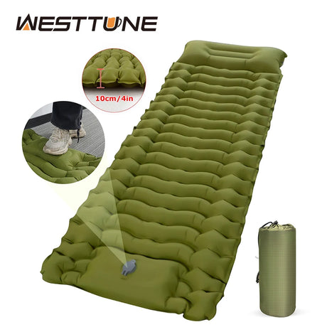 Single Camping Mattress Ultralight Inflatable Built-in Pillow &Air Pump outdoor equipment  BushLine