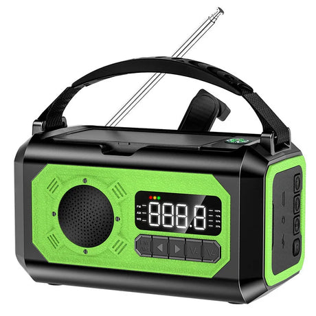Solar 12000mAh Emergency Radio Charger AM/FM Hand Crank solar power BushLine Green
