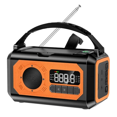 Solar 12000mAh Emergency Radio Charger AM/FM Hand Crank solar power BushLine Orange