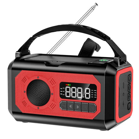 Solar 12000mAh Emergency Radio Charger AM/FM Hand Crank solar power BushLine Red