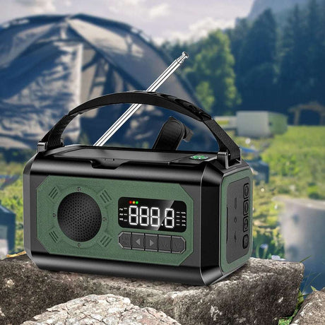 Solar 12000mAh Emergency Radio Charger AM/FM Hand Crank solar power BushLine Dark Green