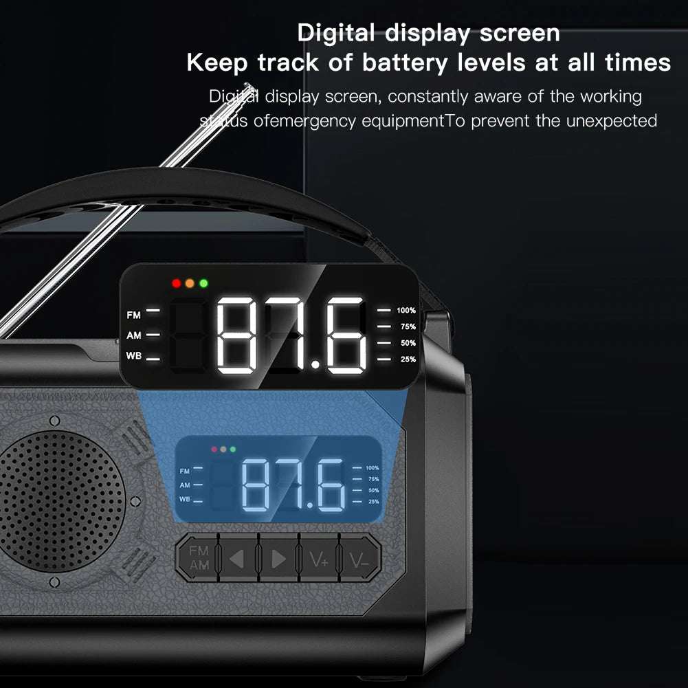 Solar 12000mAh Emergency Radio Charger AM/FM Hand Crank solar power  BushLine