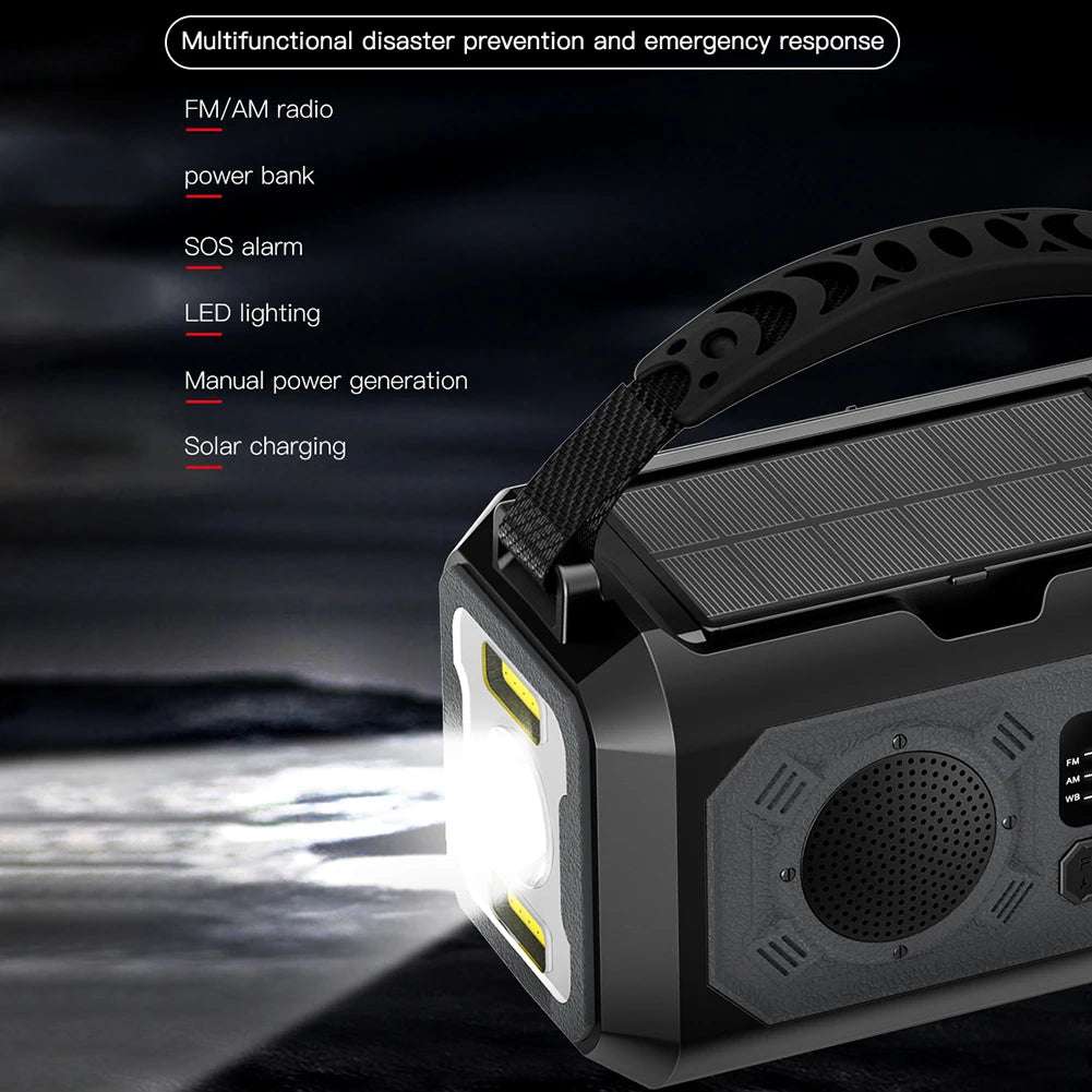 Solar 12000mAh Emergency Radio Charger AM/FM Hand Crank solar power  BushLine