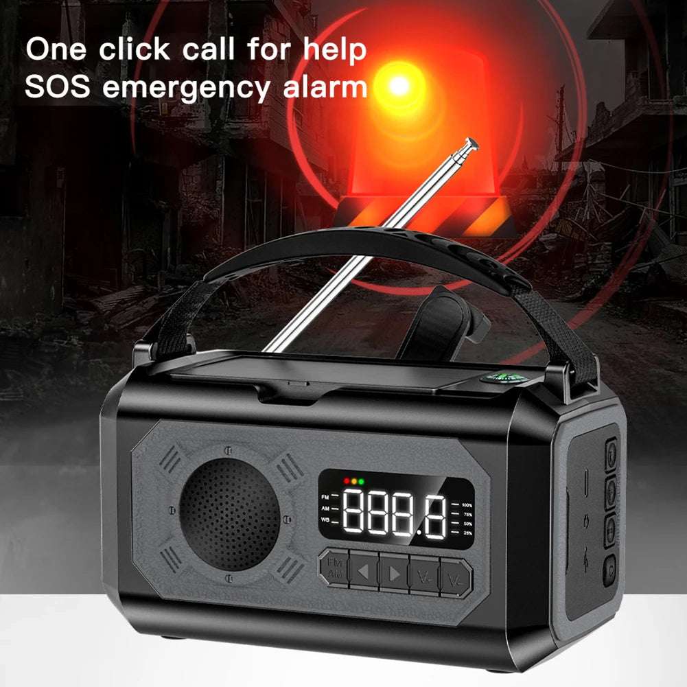 Solar 12000mAh Emergency Radio Charger AM/FM Hand Crank solar power  BushLine