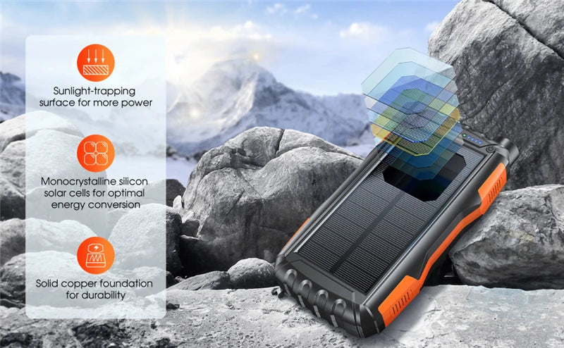 Solar Power Bank 42800mAh Waterproof Portable Charger Powerbank solar power  BushLine