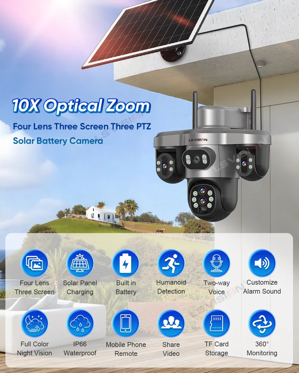 Solar Security Camera WI-FI Auto Tracking Security & Safety  