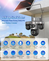 Solar Security Camera WiFi 10X Zoom Auto Tracking Wifi Surveillance Security & Safety  
