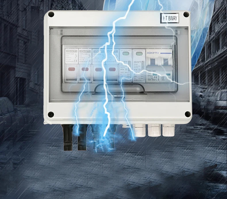 Solar photovoltaic PV Combiner Box With Lightning Protection 2 in 1 out electrical supplys  