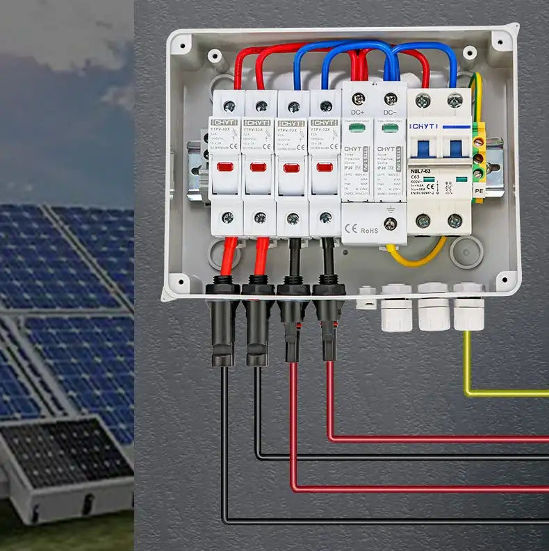 Solar photovoltaic PV Combiner Box With Lightning Protection 2 in 1 out electrical supplys  BushLine