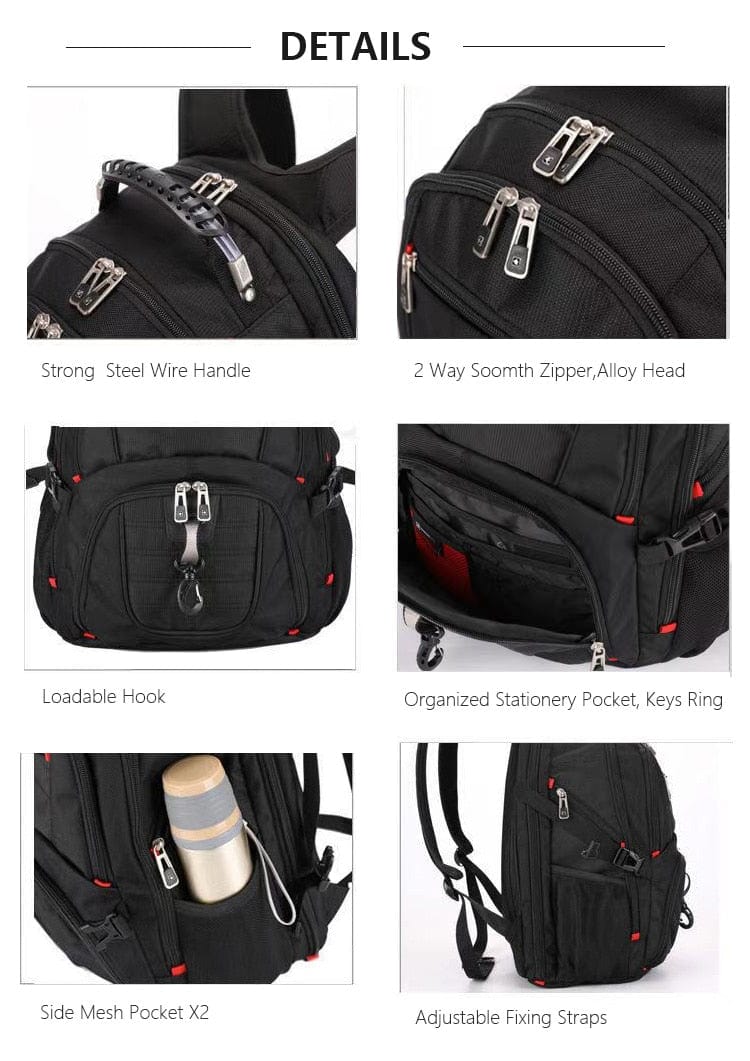 Swiss-Multifunctional Durable Laptop Backpack USB Charging Port BackPacks  BushLine