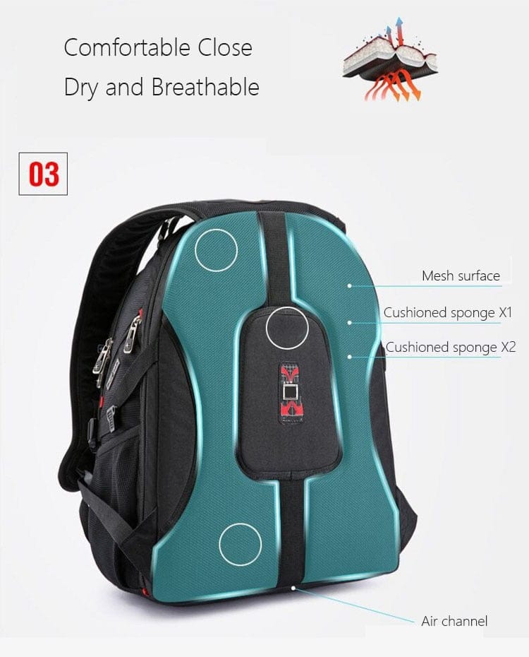 Swiss-Multifunctional Durable Laptop Backpack USB Charging Port BackPacks  BushLine