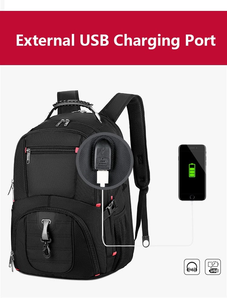 Swiss-Multifunctional Durable Laptop Backpack USB Charging Port BackPacks  BushLine