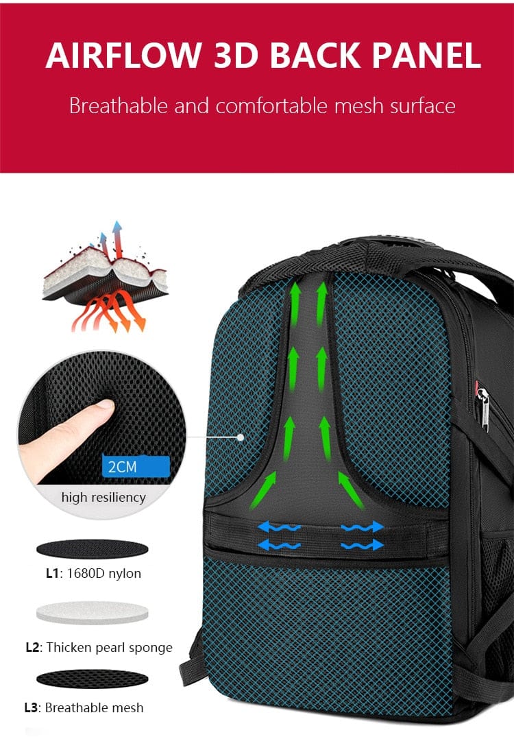 Swiss-Multifunctional Durable Laptop Backpack USB Charging Port BackPacks  BushLine
