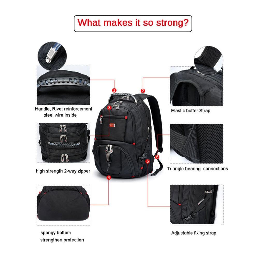 Swiss-Multifunctional Durable Laptop Backpack USB Charging Port BackPacks  BushLine
