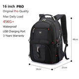Swiss-Multifunctional Durable Laptop Backpack USB Charging Port BackPacks  BushLine