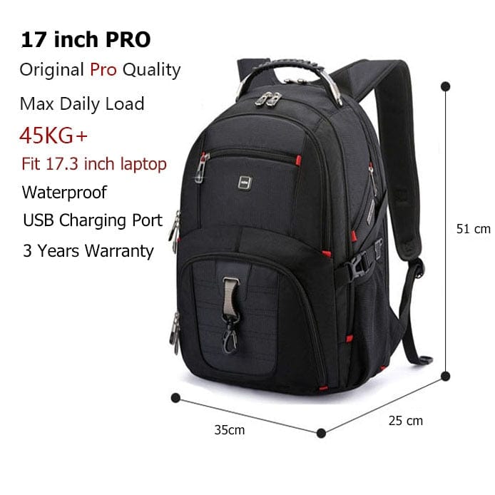 Swiss-Multifunctional Durable Laptop Backpack USB Charging Port BackPacks  BushLine