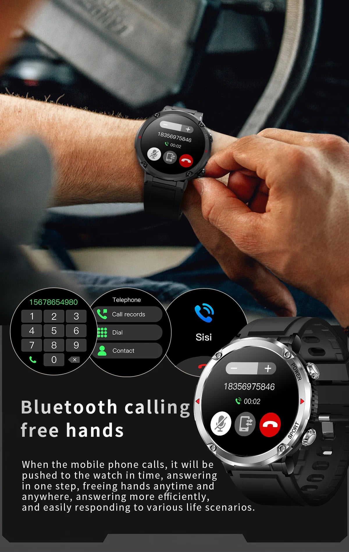 T30 Smart Watch AMOLED Display Outdoor Bluetooth Watchs  BushLine