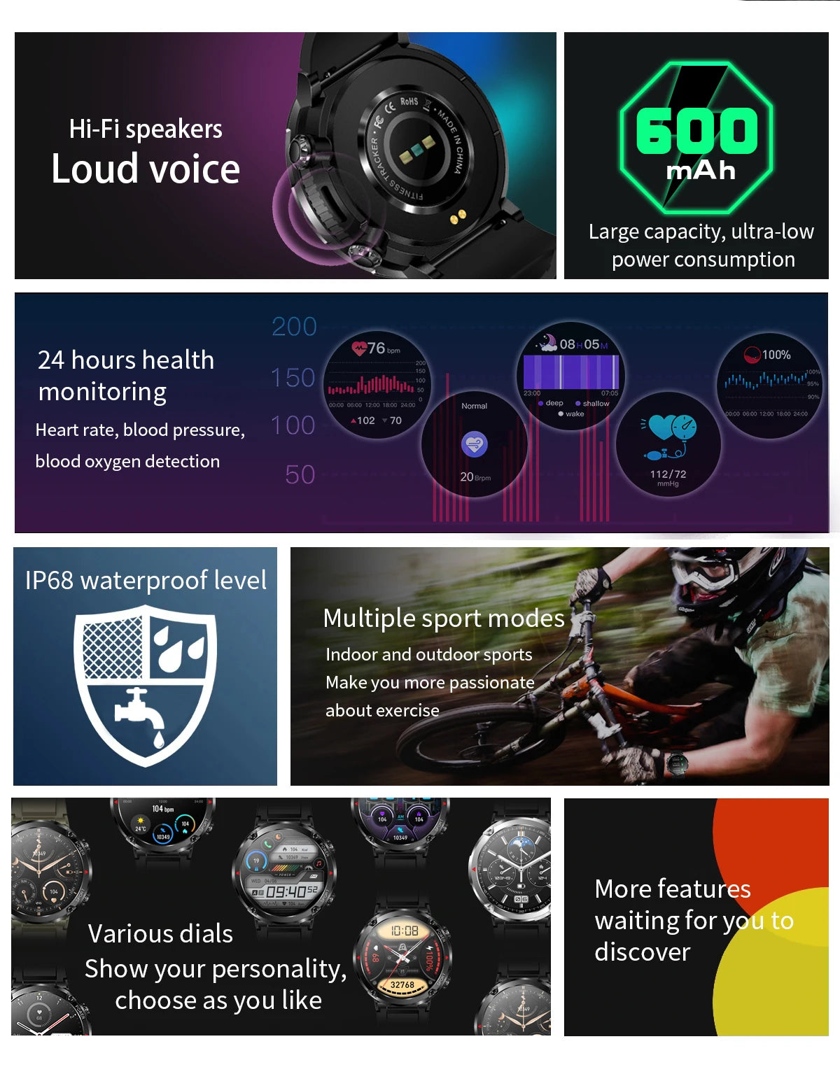 T30 Smart Watch AMOLED Display Outdoor Bluetooth Watchs  BushLine