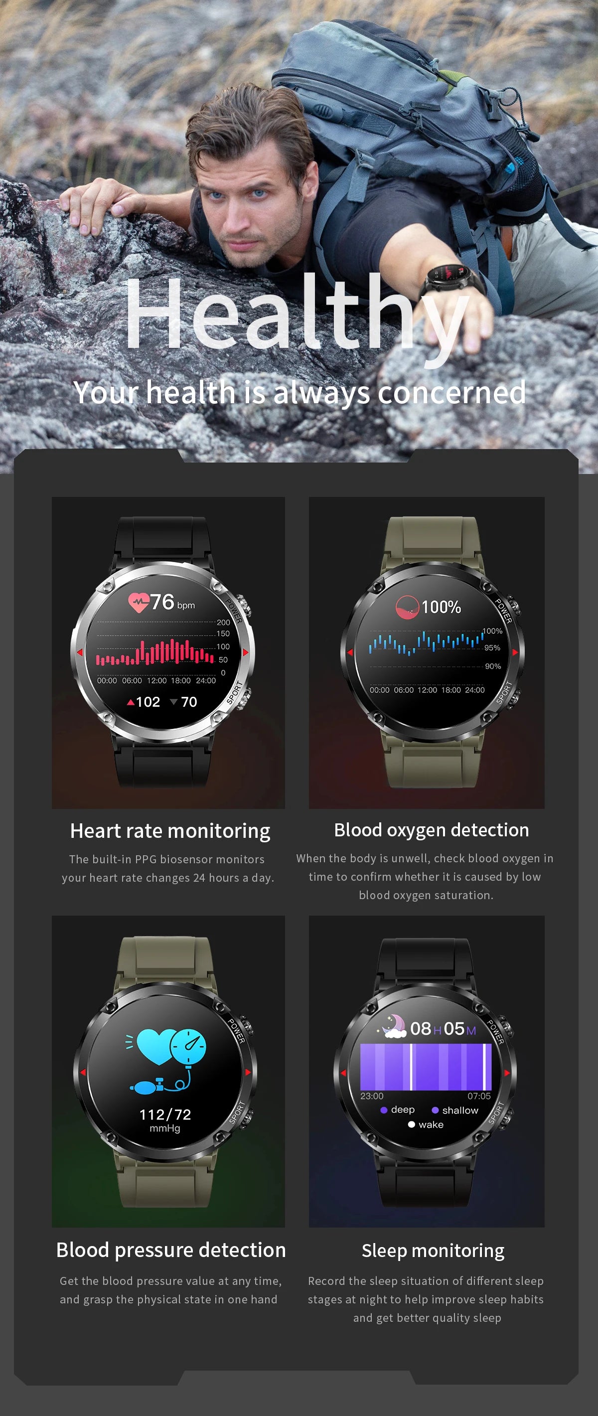 T30 Smart Watch AMOLED Display Outdoor Bluetooth Watchs  BushLine
